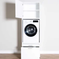 Waschmaschinenschrank Linea - 66x67x200cm - 1 Tür und 1 Schublade - weiß