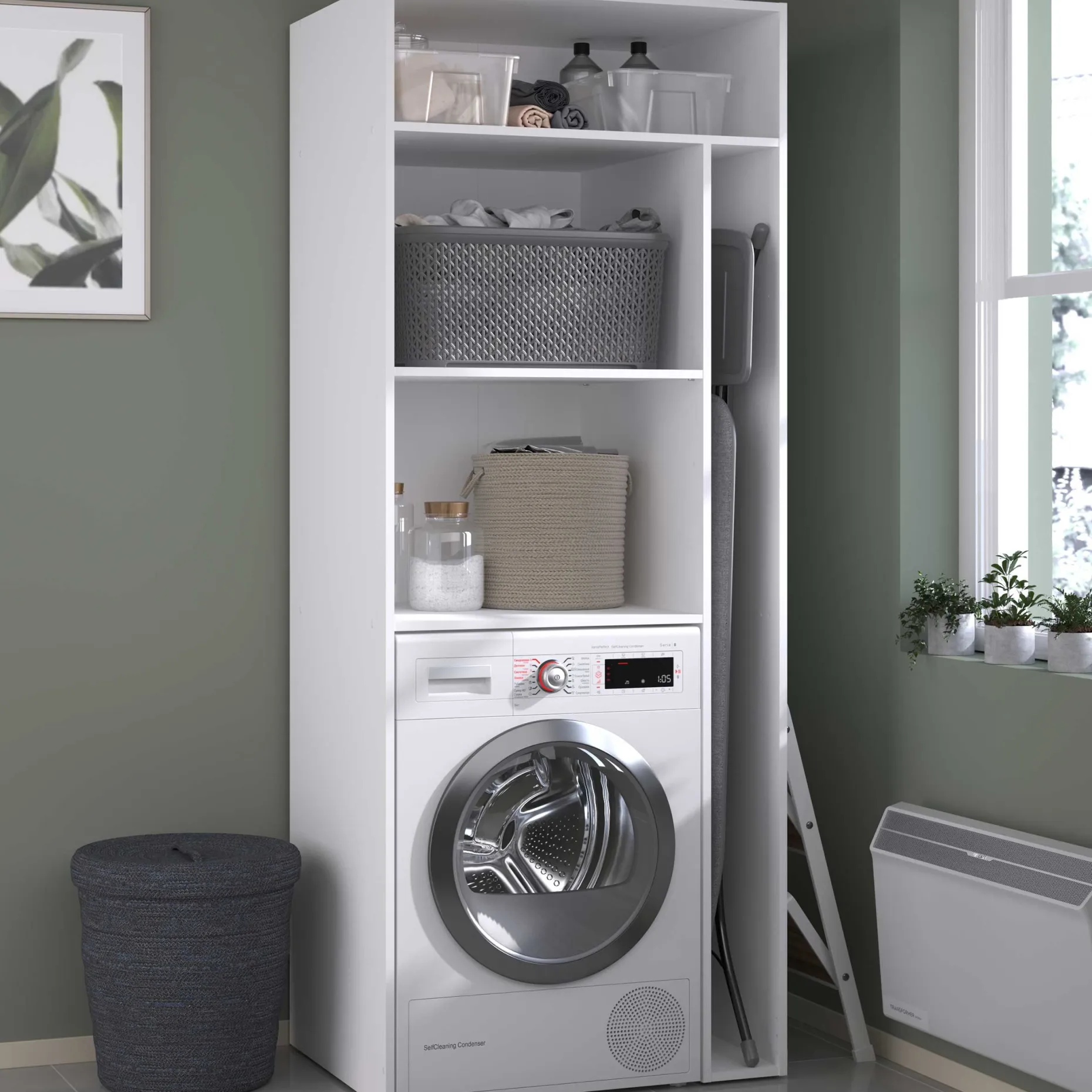 Waschmaschinenschrank Londy - 80x60x203cm - weiß