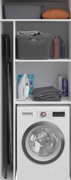 Waschmaschinenschrank Londy - 80x60x203cm - weiß