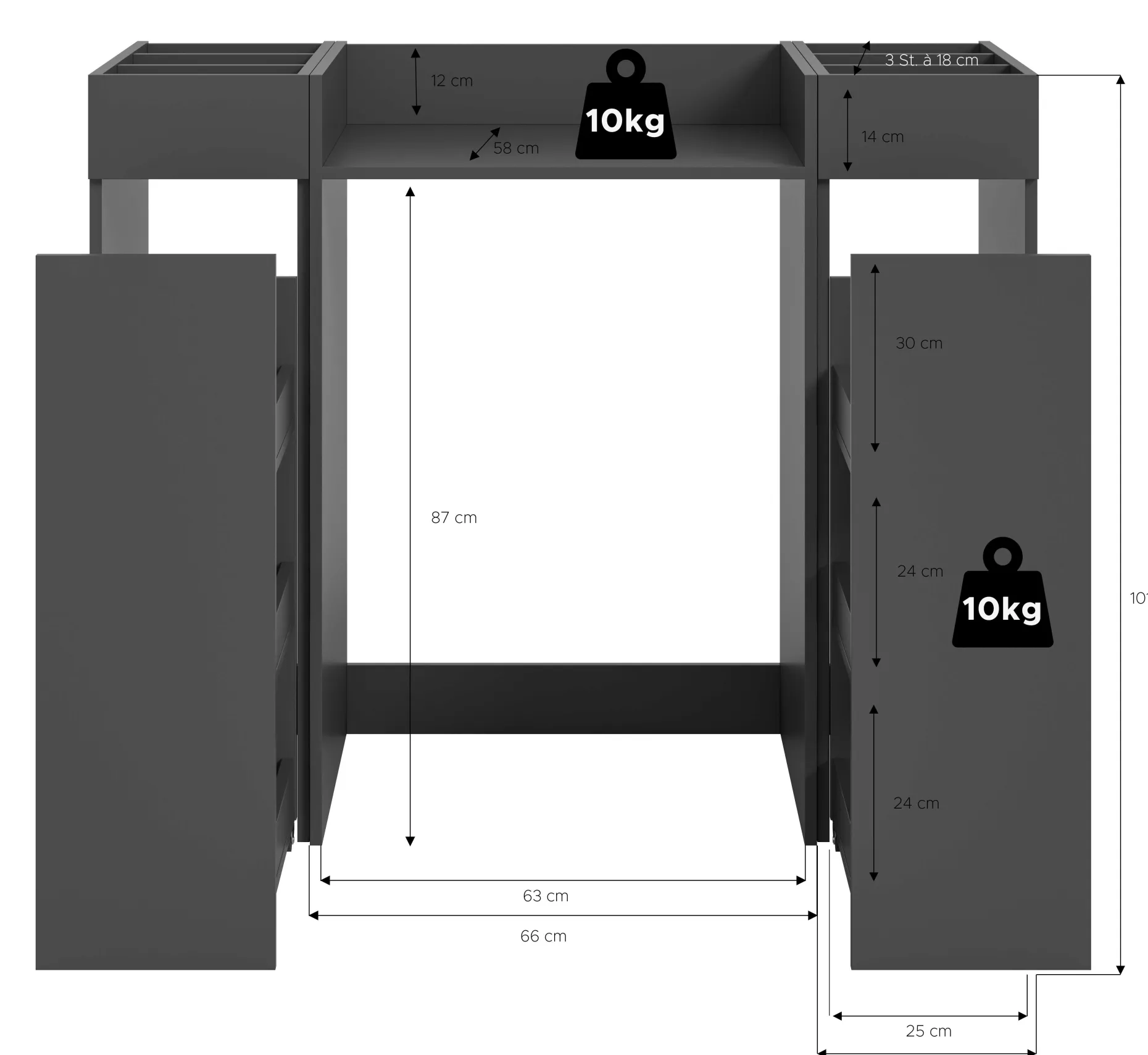 Waschmaschinenumbau Free Xonox - Anthrazit - 124x101x60 cm