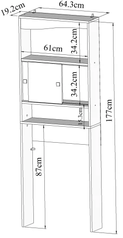 Waschmaschine/Toilettenschrank Splash - weiß/Eiche