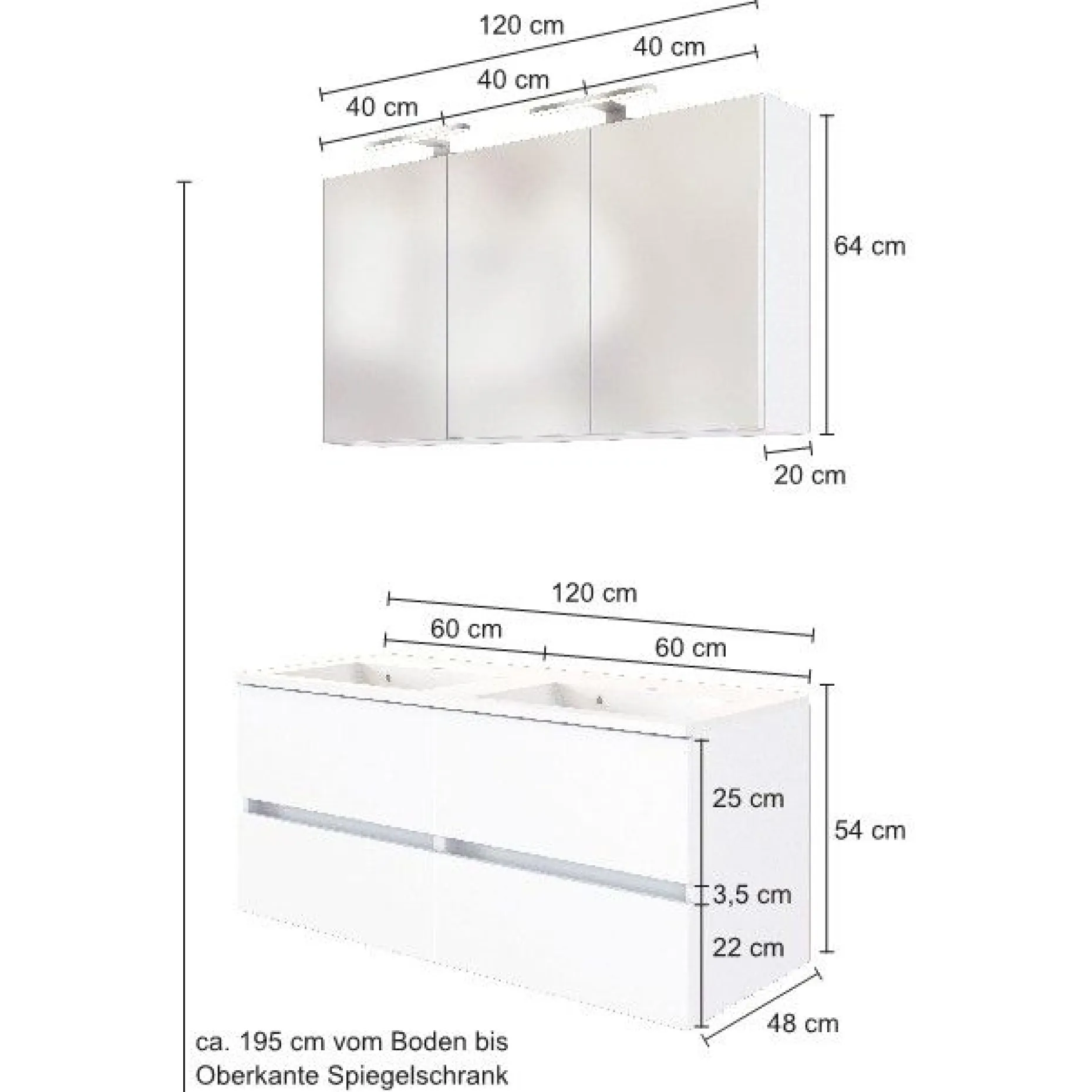 Waschtischgarnitur Brama 120cm - wotan Eiche