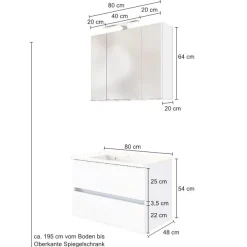 Waschtisch-Möbel-Set Brama 80cm - weiß