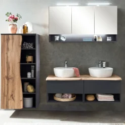 Waschtisch-Set Kaprun | Waschtischschrank, Spiegelschrank | Graphitgrau