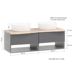 Waschtisch-Set Kaprun | Waschtischschrank, Spiegelschrank | Graphitgrau