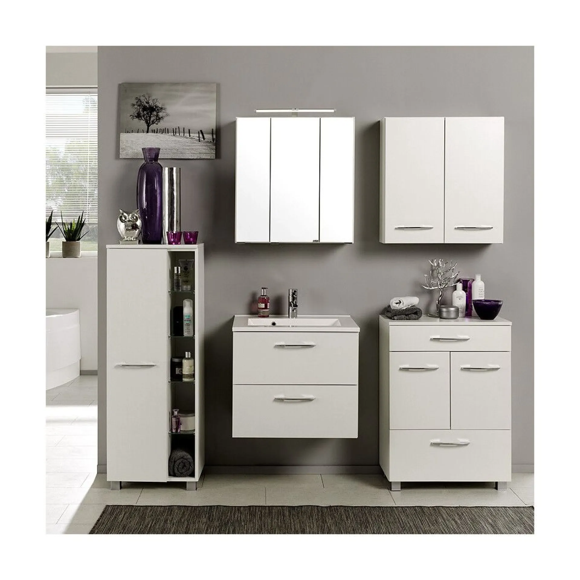 Held Waschtisch-Set Portofino | Waschtisch mit Waschbecken und Spiegelschrank |