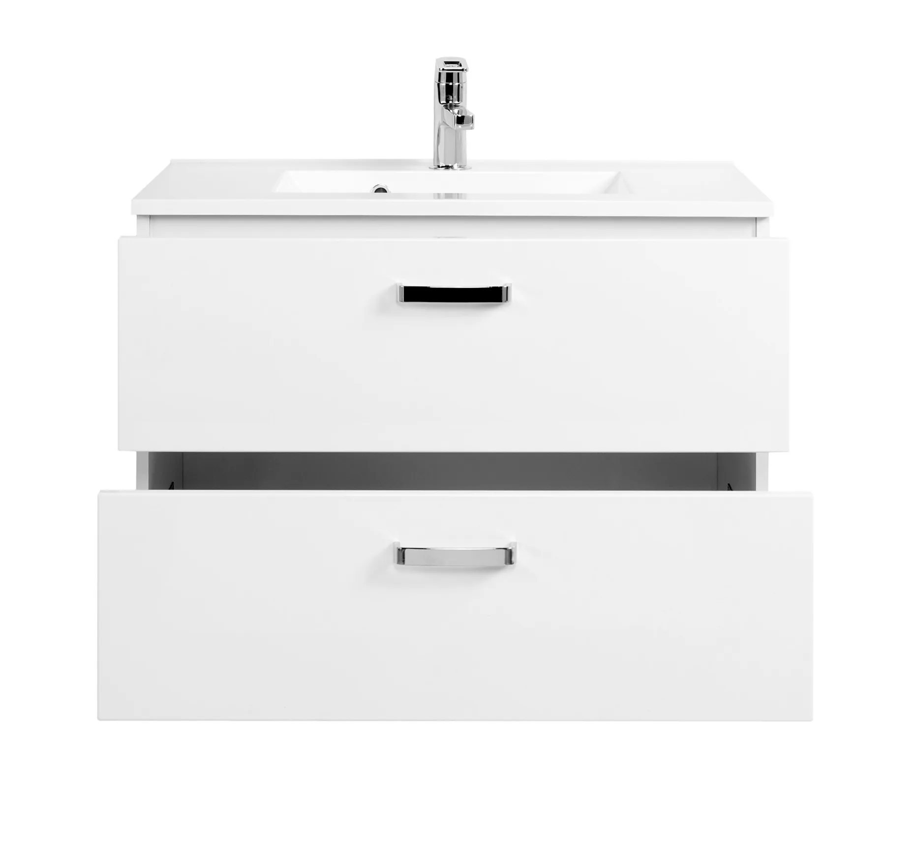 Waschtischunterschrank Bobbi 80cm 2 Schubladen - weiß