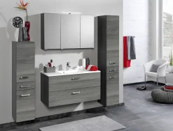 Waschtischunterschrank Bobbi 80cm 2 Schubladen - graphit/quecksilber