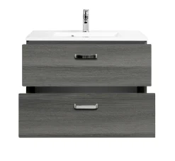Waschtischunterschrank Bobbi 80cm 2 Schubladen - graphit/quecksilber
