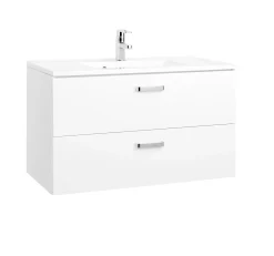 Waschtischunterschrank Bobbi 90cm 2 Schubladen - weiß