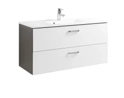Waschtischunterschrank Bobbi 100cm 2 Schubladen - graphit/hochglanz-weiß