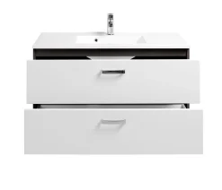 Waschtischunterschrank Bobbi 100cm 2 Schubladen - graphit/hochglanz-weiß