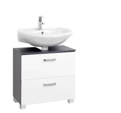 Waschtischunterschrank Bobbi 60cm 1 Tür und 1 Schublade - graphit/hochglanz-weiß