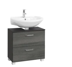 Waschtischunterschrank Bobbi 60cm 1 Tür und 1 Softclose-Schublade - graphit/graue Eiche