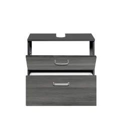 Waschtischunterschrank Bobbi 60cm 1 Tür und 1 Softclose-Schublade - graphit/graue Eiche