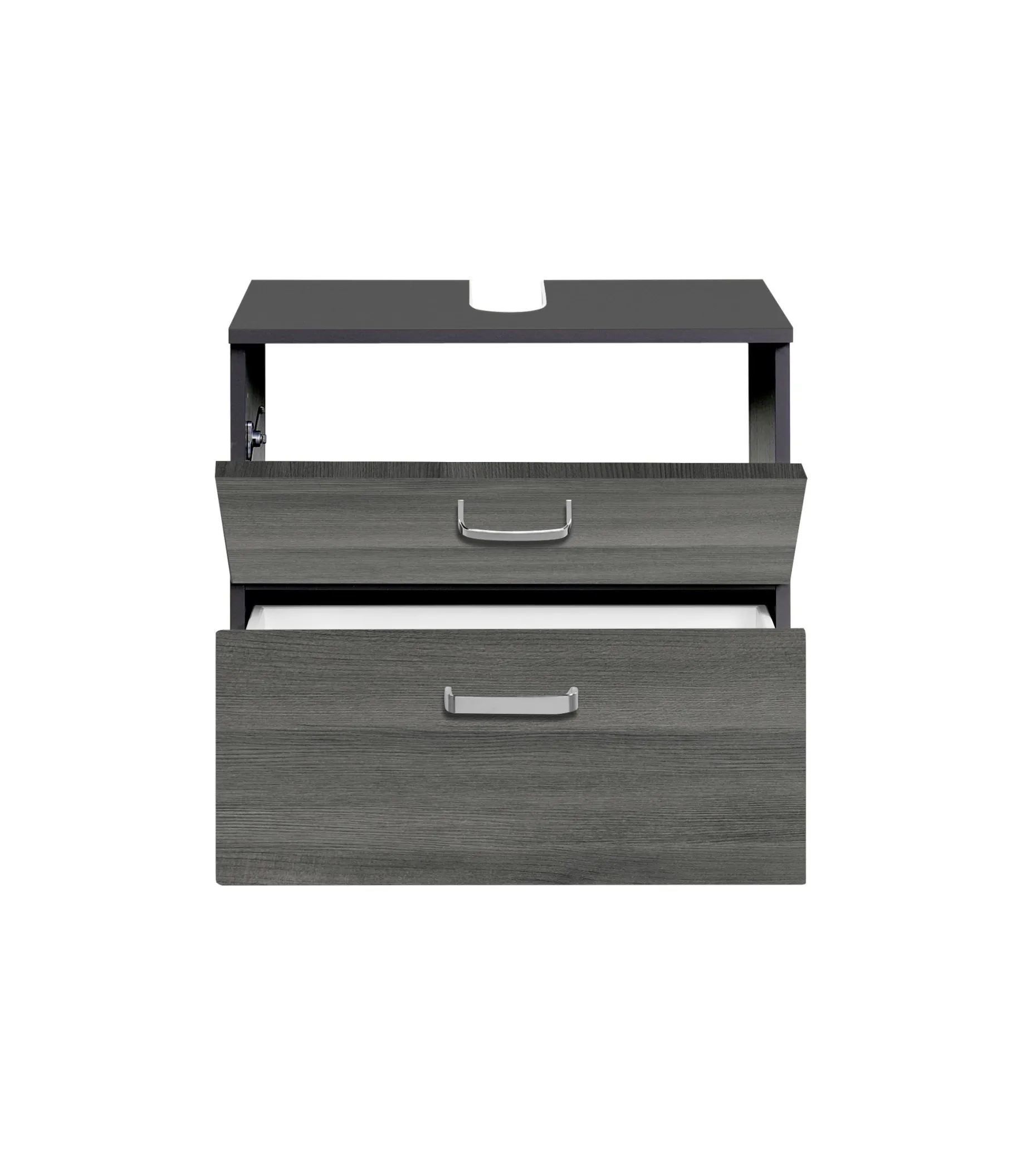 Waschtischunterschrank Bobbi 60cm 1 Tür und 1 Softclose-Schublade - graphit/graue Eiche