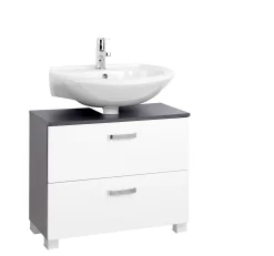 Waschtischunterschrank Bobbi 70cm 1 Tür und 1 Softclose-Schublade - graphit/hochglanz-weiß