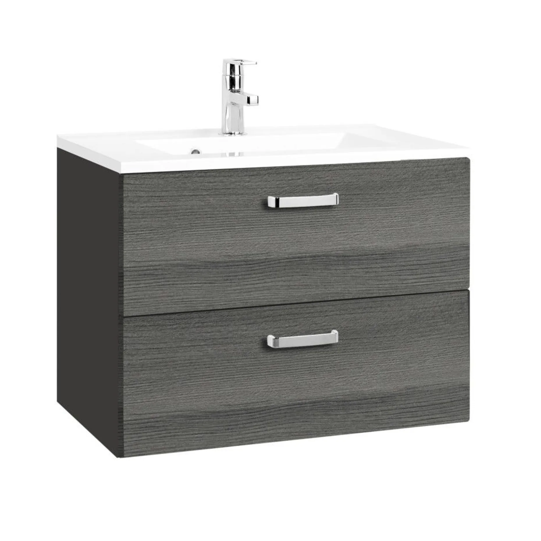 Waschtischunterschrank Bobbi 70cm 2 Schubladen - graphit/quecksilber
