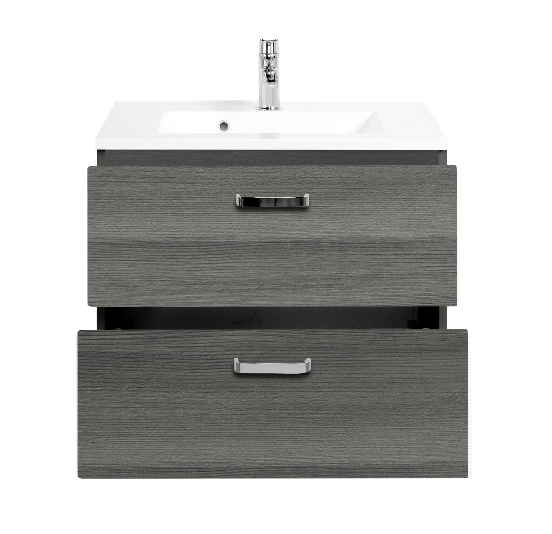 Waschtischunterschrank Bobbi 70cm 2 Schubladen - graphit/quecksilber