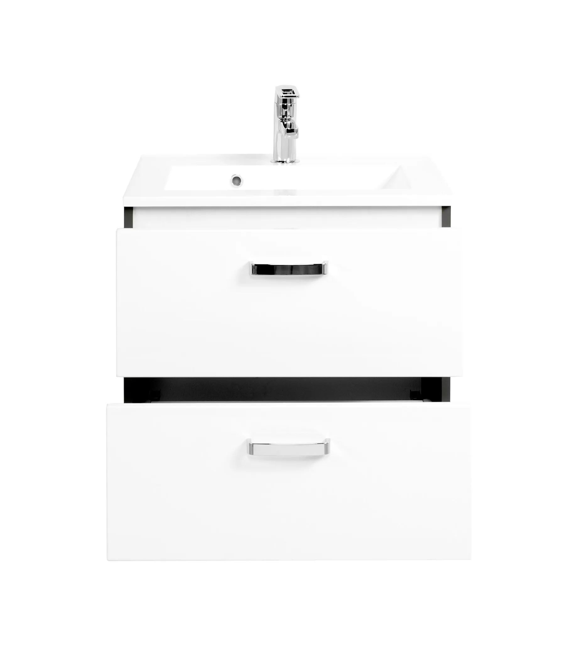 Waschtischunterschrank Bobbi 60cm 2 Schubladen - graphit/hochglanz-weiß