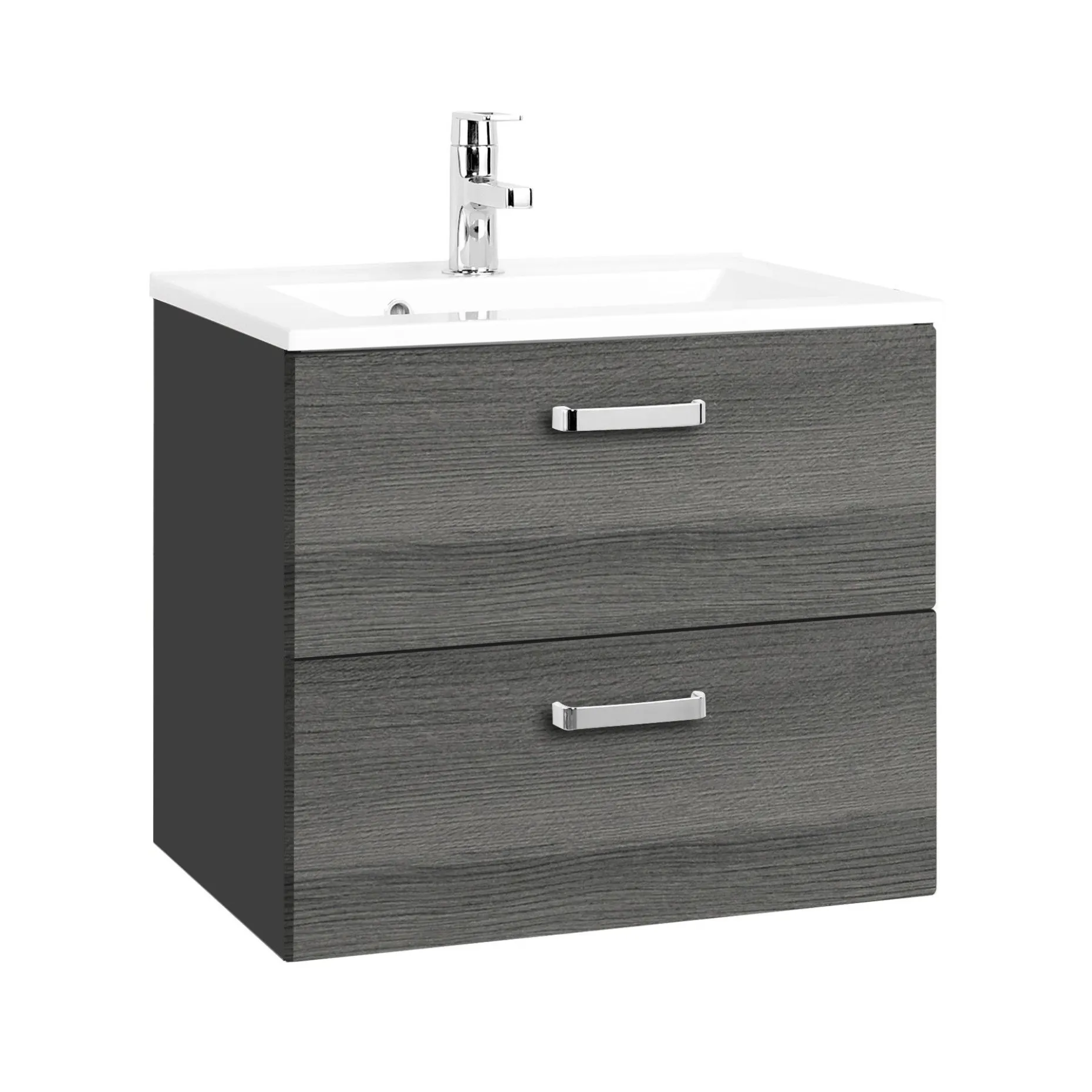 Waschtischunterschrank Bobbi 60cm 2 Schubladen - graphit/quecksilber