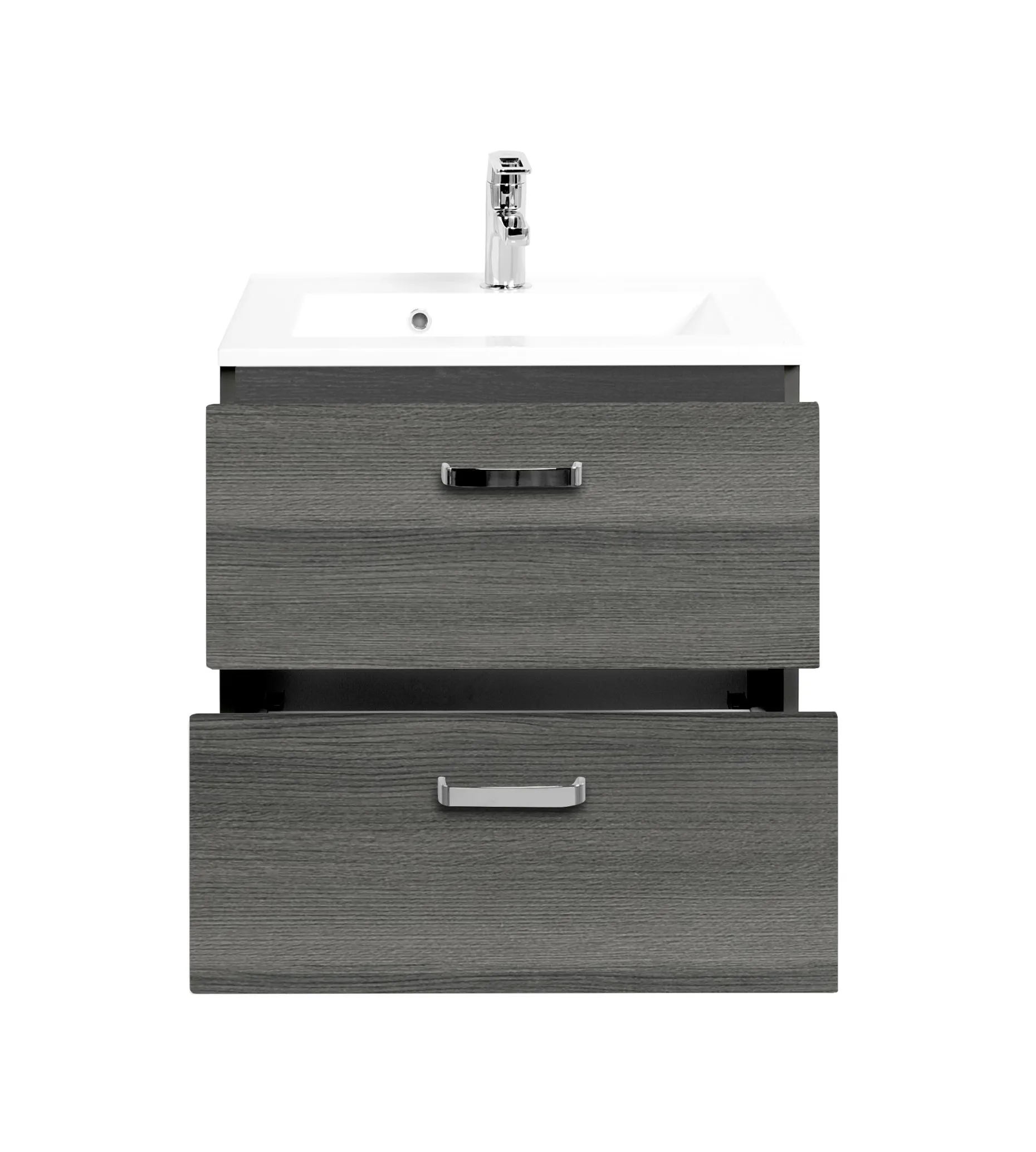 Waschtischunterschrank Bobbi 60cm 2 Schubladen - graphit/quecksilber