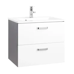 Waschtischunterschrank Bobbi 70cm 2 Schubladen - graphit/hochglanz-weiß