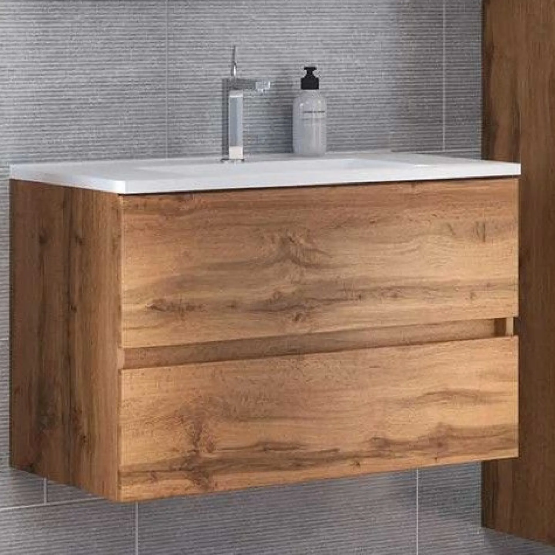 Waschtischunterschrank Brama 80cm 2 Schubladen - wotan eiche