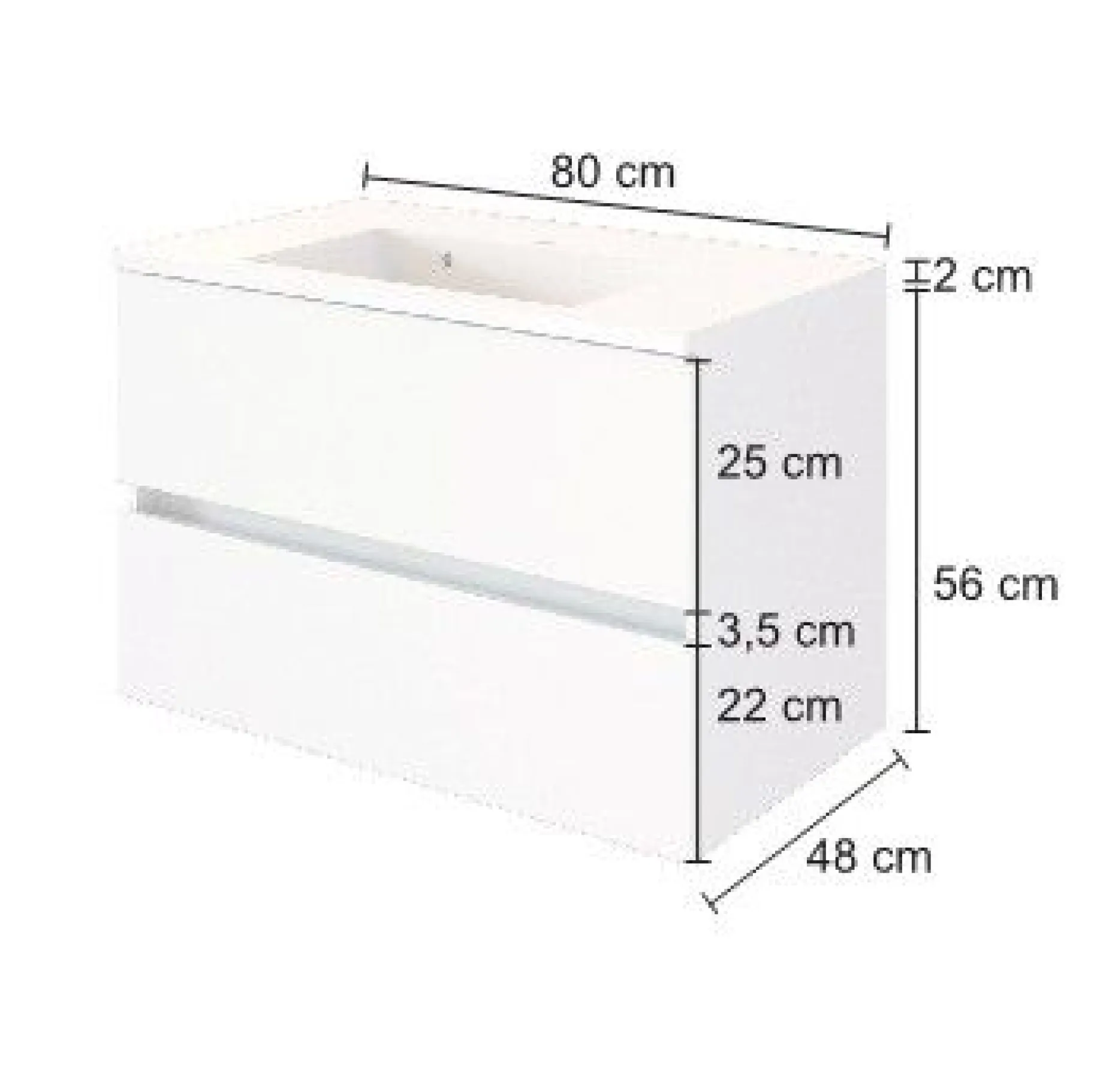 Waschtischunterschrank Brama 80cm 2 Schubladen - wotan eiche