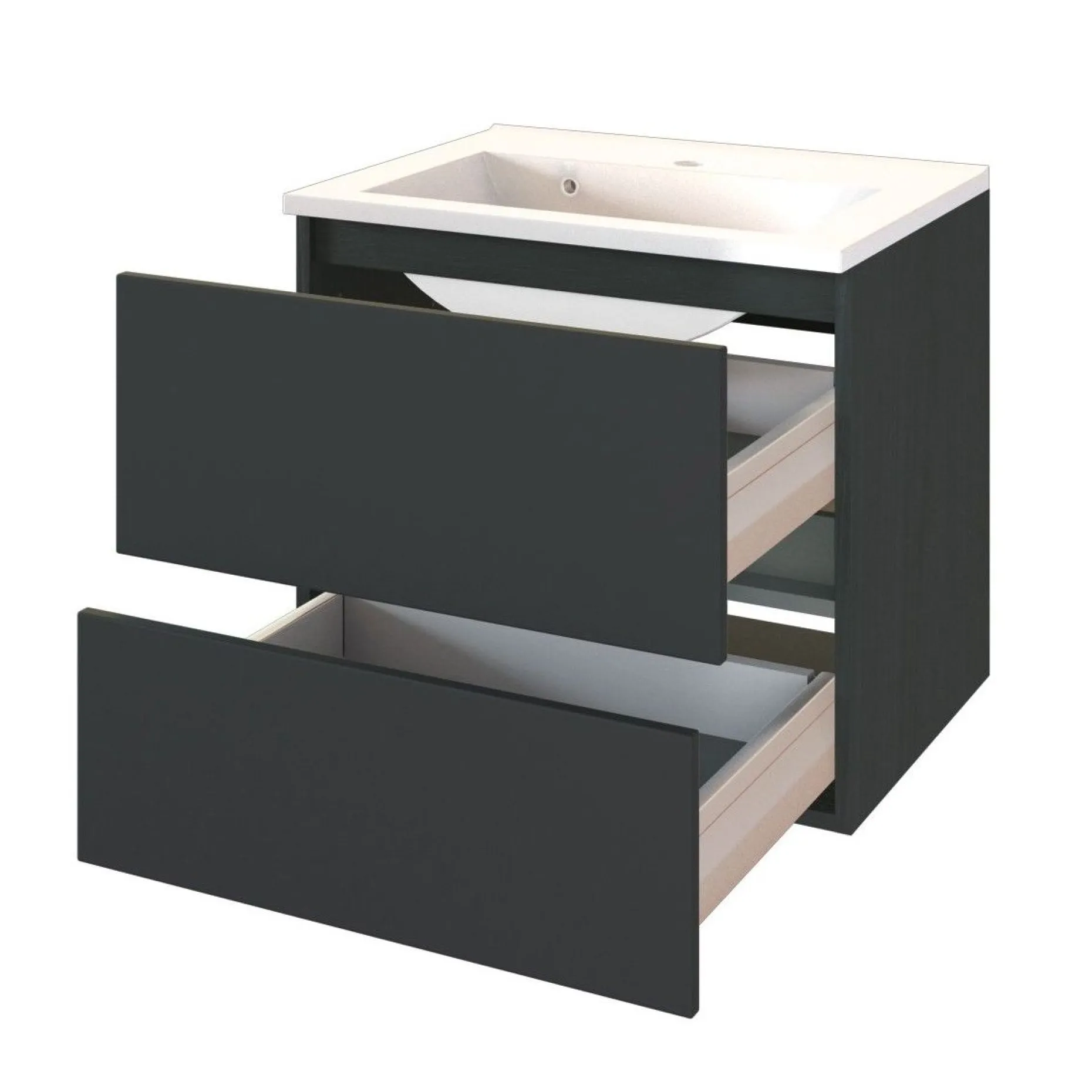 Waschtischunterschrank Brama 60cm 2 Schubladen - graphit/mattgrau