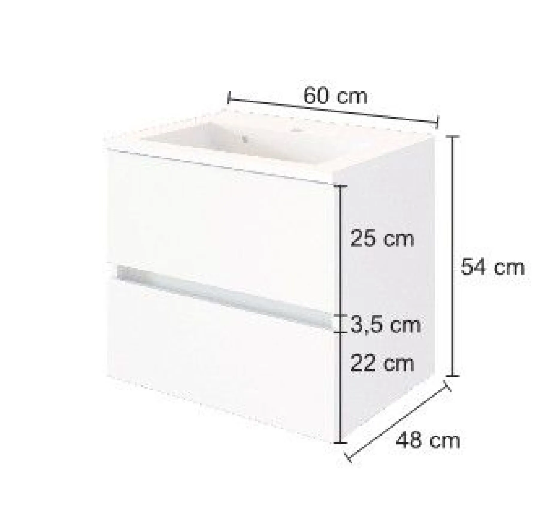 Waschtischunterschrank Brama 60cm 2 Schubladen - graphit/mattgrau