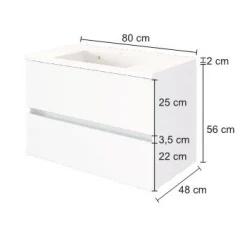 Waschtischunterschrank Brama 80cm 2 Schubladen - weiß