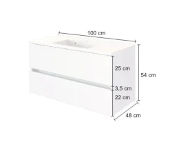 Waschtischunterschrank Brama 100cm 2 Schubladen - graphit/mattgrau