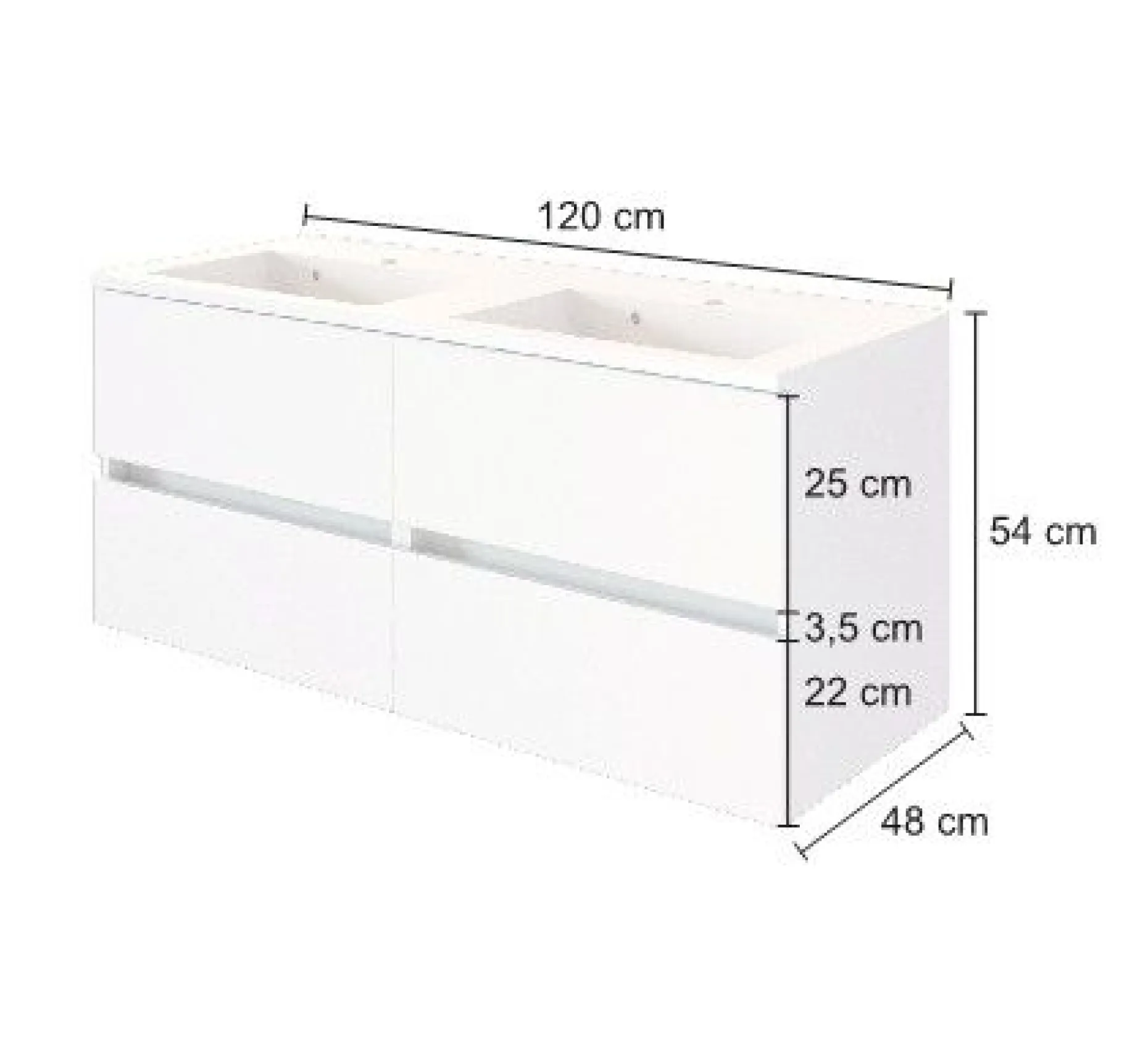 Waschtischunterschrank Brama 120cm 4 Schubladen - graphit/grau-matt