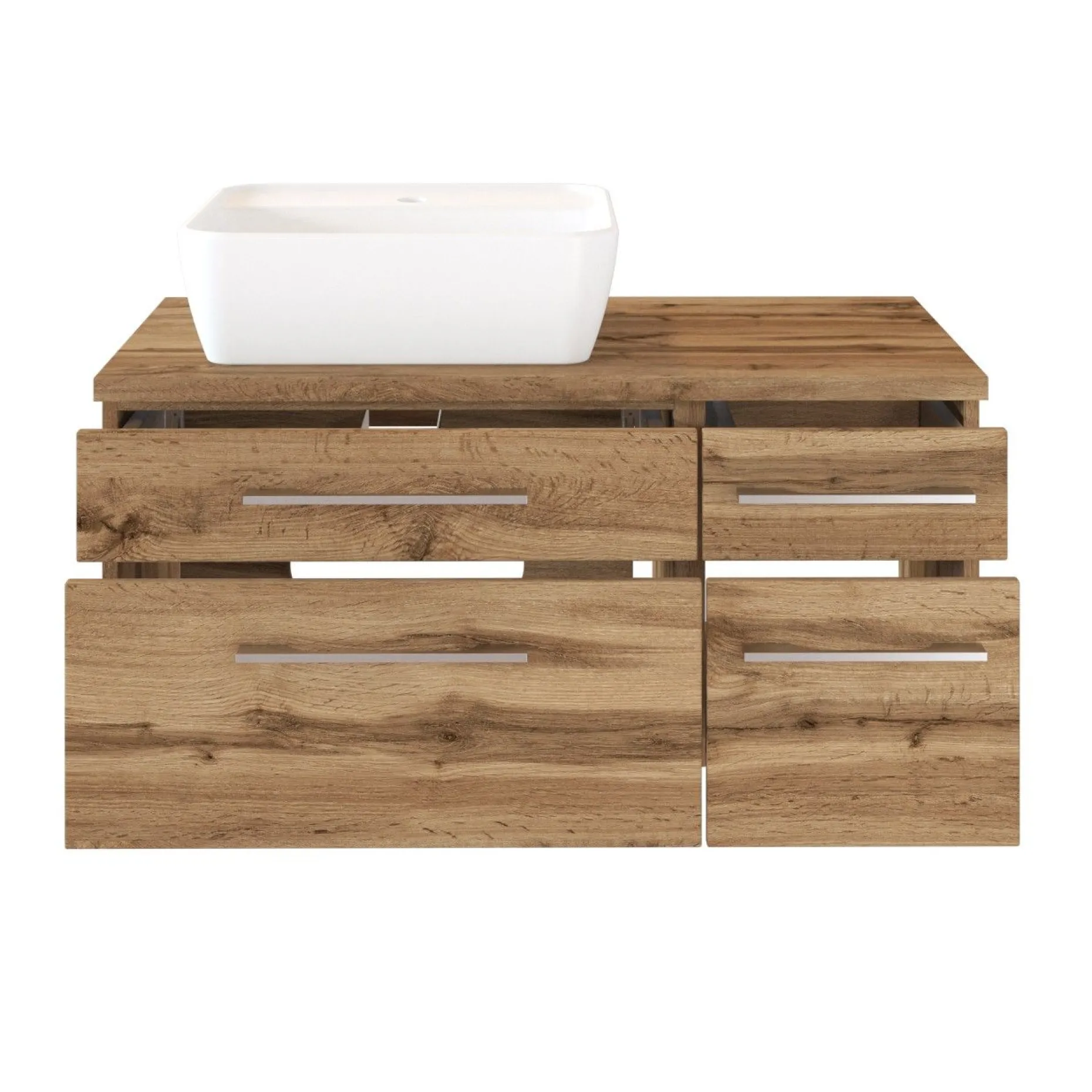 Waschtischunterschrank Dasa (links) 90cm mit 4 Schubladen - wotan eiche