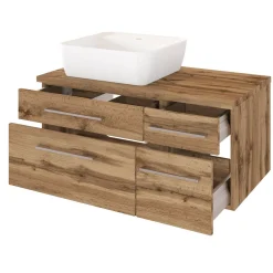 Waschtischunterschrank Dasa (links) 90cm mit 4 Schubladen - wotan eiche