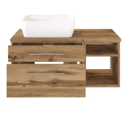 Waschtischunterschrank Dasa (links) 90cm mit 2 Schubladen - wotan eiche