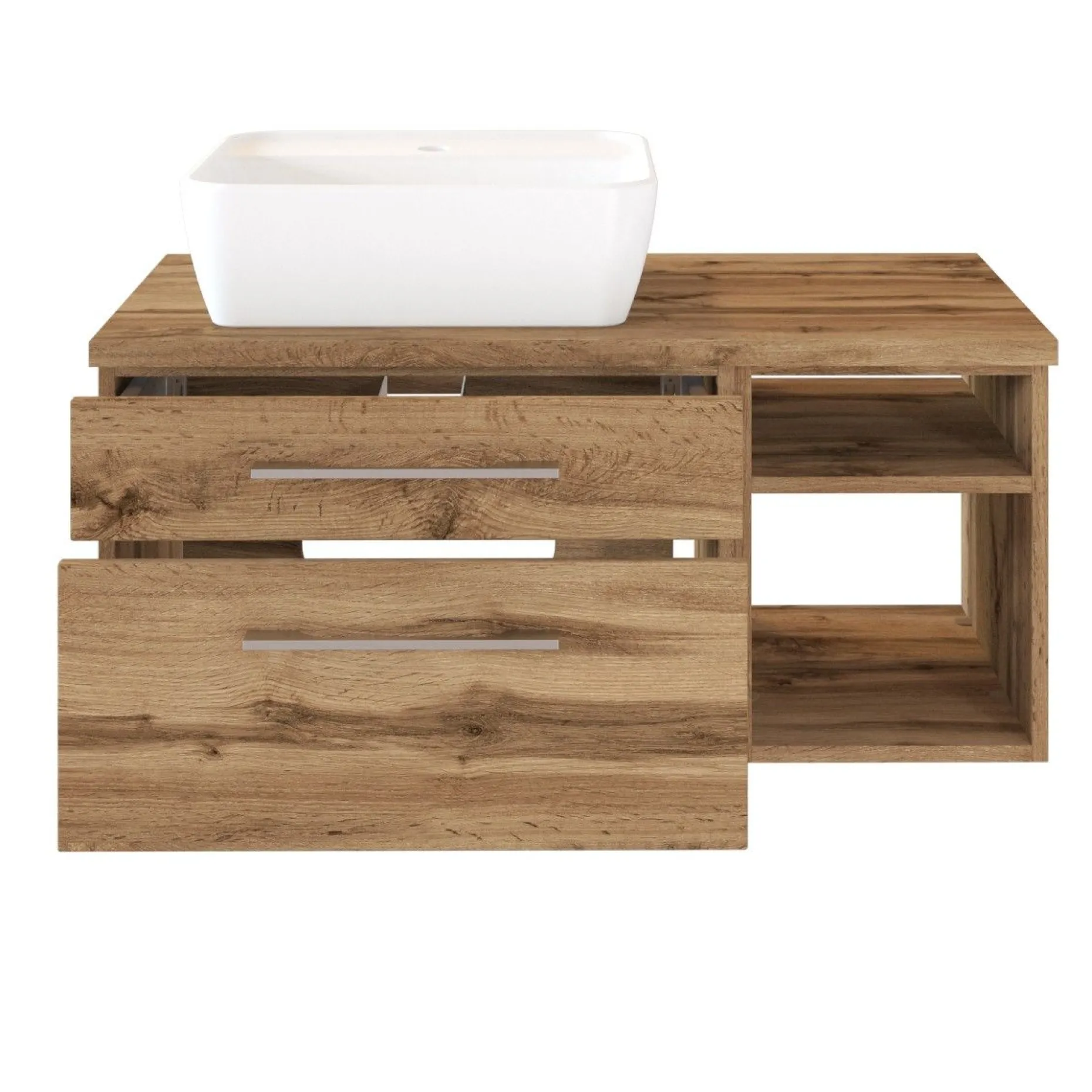 Waschtischunterschrank Dasa (links) 90cm mit 2 Schubladen - wotan eiche