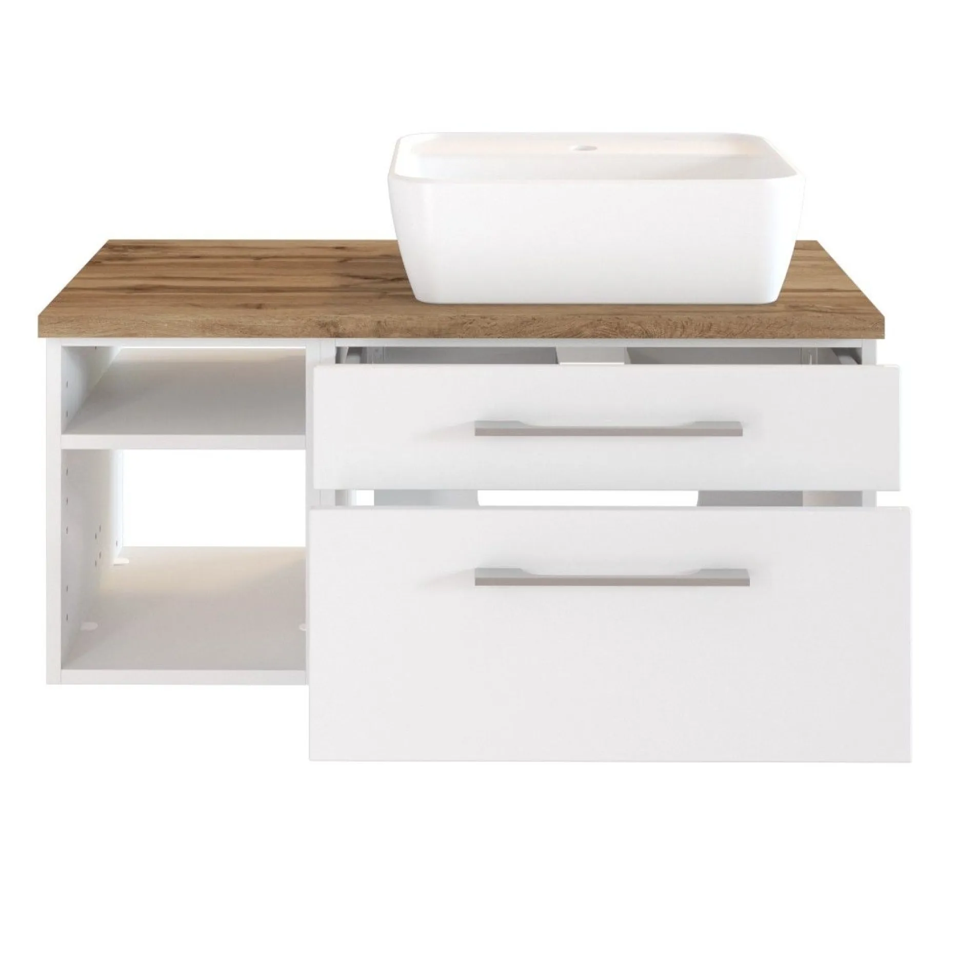 Waschtischunterschrank Dasa (rechts) 90cm mit 2 Schubladen - weiß