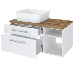 Waschtischunterschrank Dasa (links) 90cm mit 2 Schubladen - weiß