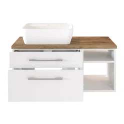 Waschtischunterschrank Dasa (links) 90cm mit 2 Schubladen - weiß