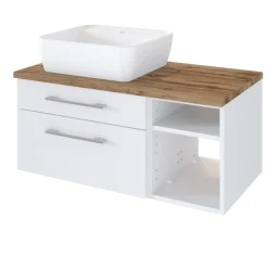 Waschtischunterschrank Dasa (links) 90cm mit 2 Schubladen - weiß