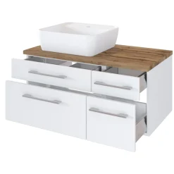 Waschtischunterschrank Dasa (links) 90cm mit 4 Schubladen - weiß