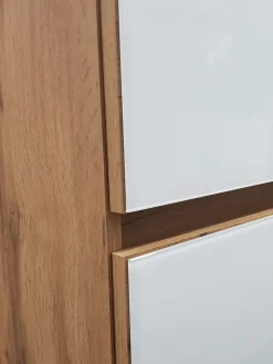 Waschtischunterschrank Helina 80cm mit 2 Schubladen - Eiche/Weiß