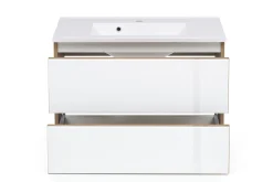 Waschtischunterschrank Helina 80cm mit 2 Schubladen - Eiche/Weiß