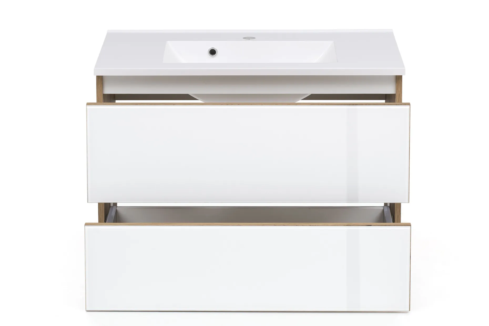 Waschtischunterschrank Helina 80cm mit 2 Schubladen - Eiche/Weiß