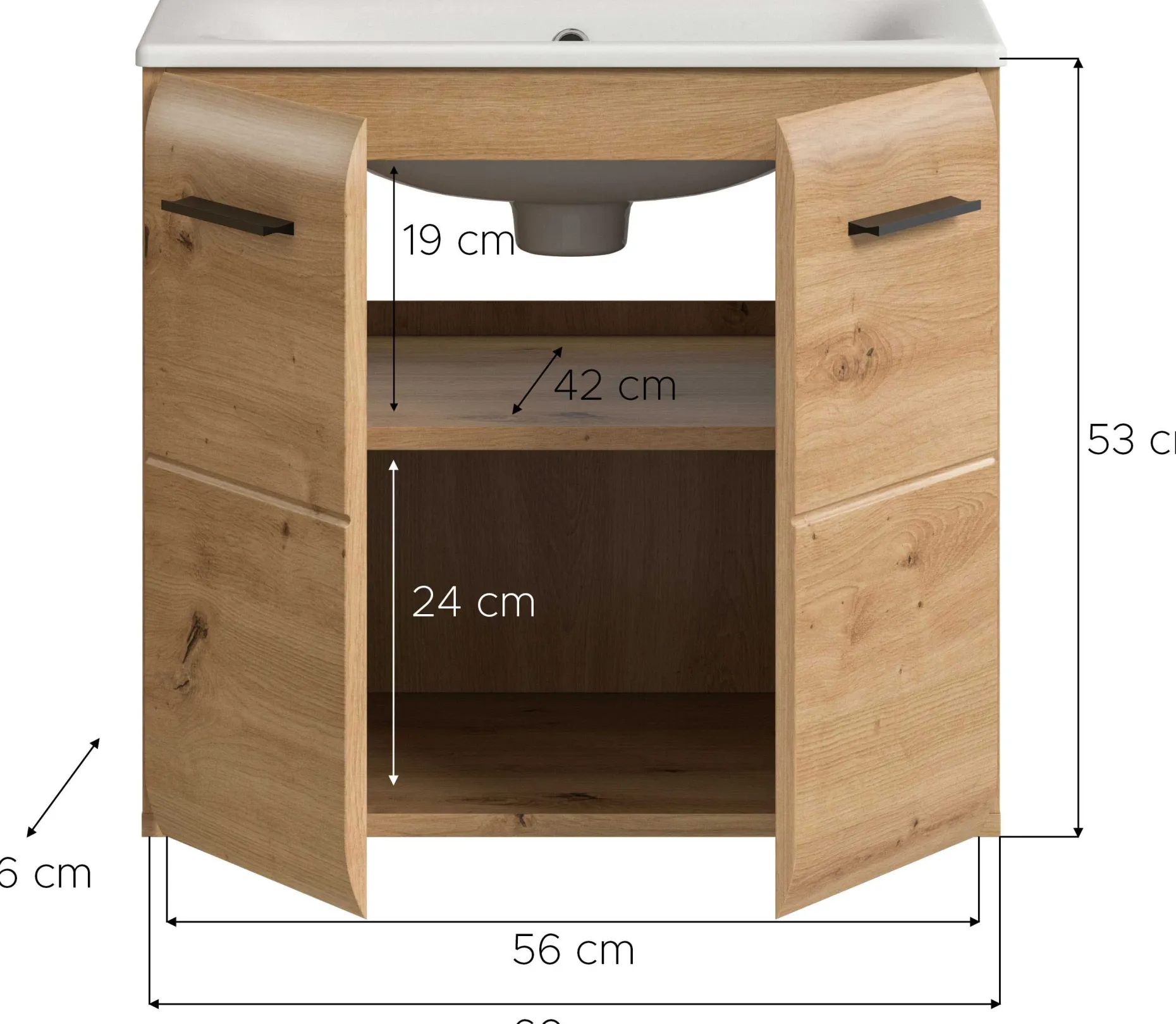 Waschtischunterschrank Ice Xonox - Artisan Oak, 60x55x46 cm