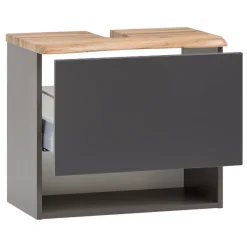 Waschtischunterschrank Karan 61cm 1 Schublade - anthrazit/quecksilber