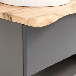 Waschtischunterschrank Karan 61cm mit Waschbecken und 1 Schublade - anthrazit/eiche