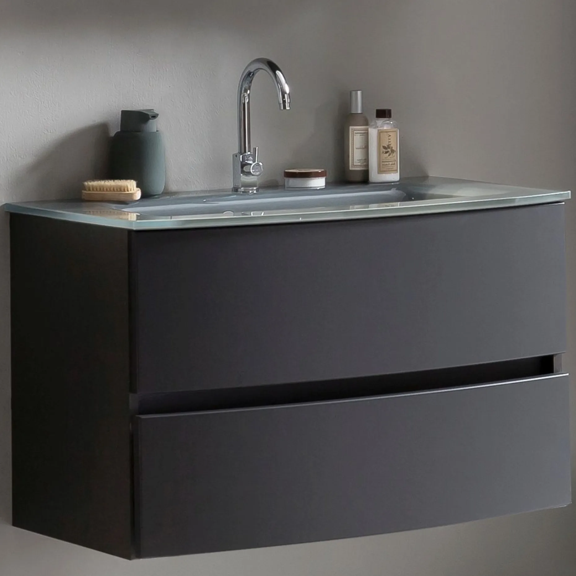 Waschtischunterschrank Kornel 80cm grau Waschtisch - graphitgrau
